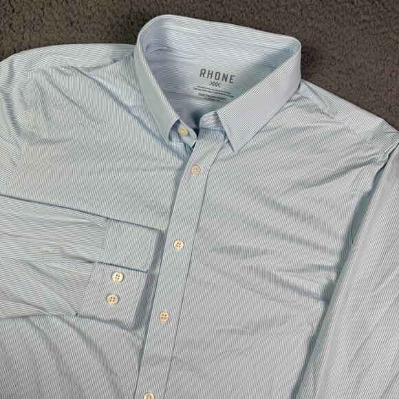 Rhone Shirt Mens L Blue Classic Fit Commuter Button Performance Italian Fabric - Picture 1 of 12